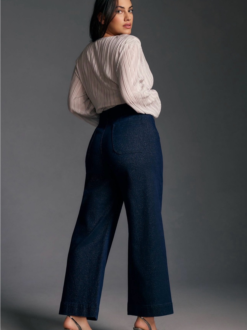 NWT Anthropologie Maeve Colette Sparkle High-Rise Wide-Leg Cropped Jeans - Picture 5 of 5